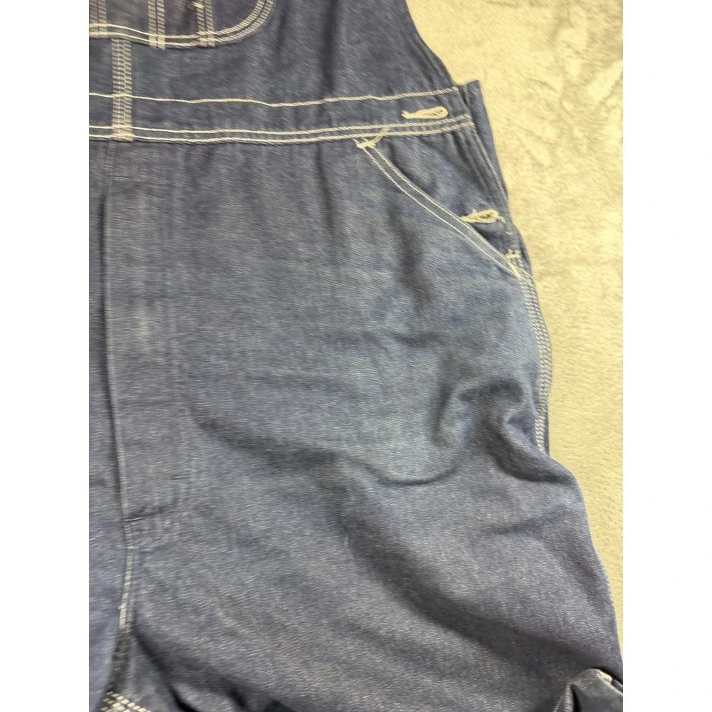 Vintage Roebucks Denim Bib Overalls Men's 46x29 Dark Wash USA Workwear